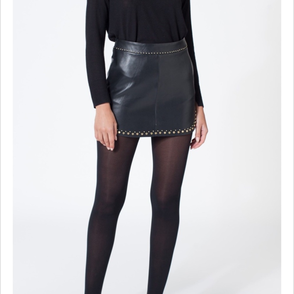 NWT Karina Grimaldi Simon Rock Leather Skirt SM